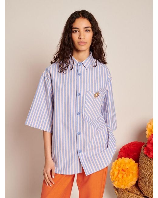 Sister Jane Blue Verano Boxy Striped Shirt