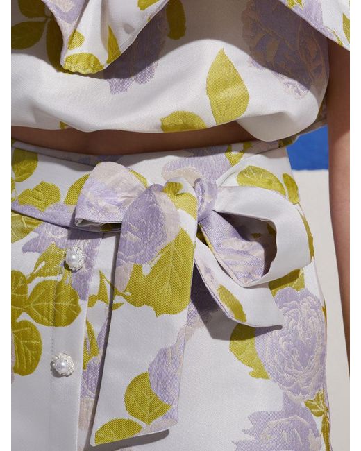 Sister Jane Blue Fig Flora Jacquard Ruffle Skirt