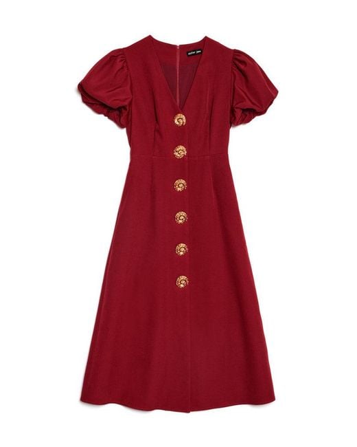 Sister Jane Red Sandy Swirl Midi Dress