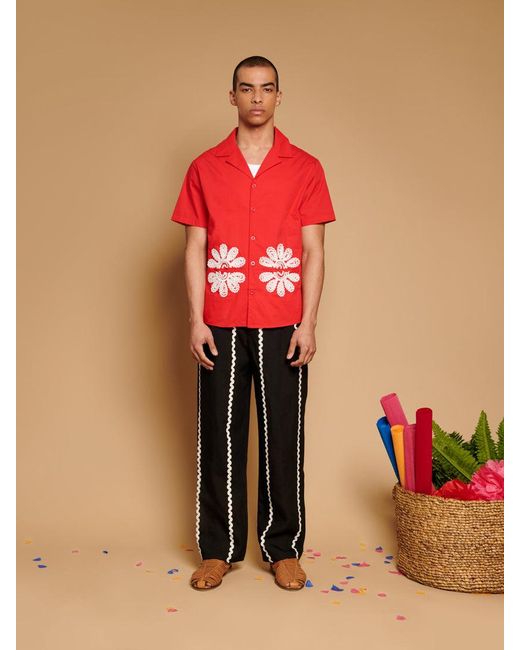 Sister Jane Red Rosario Trimmed Pockets Shirt