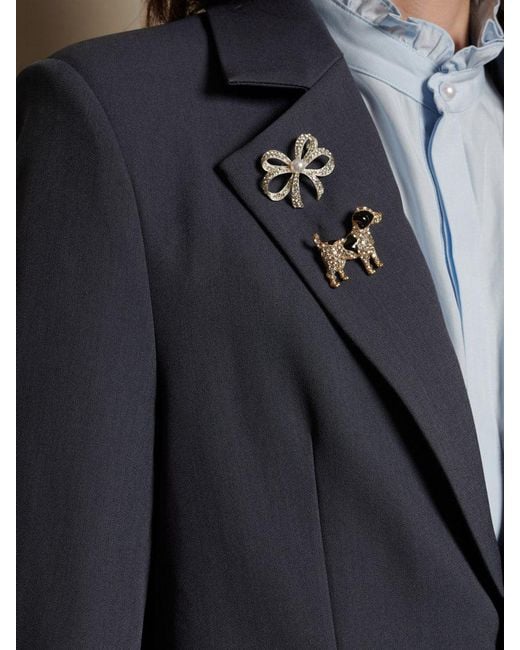Sister Jane Blue Albert Brooch Single Breasted Blazer