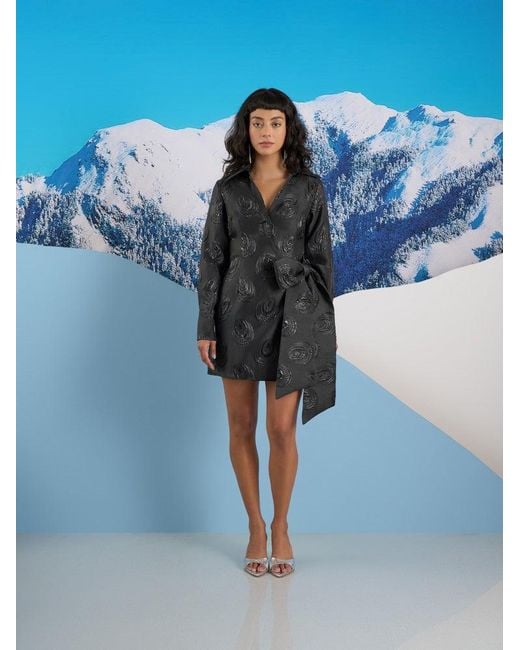 Sister Jane Blue Ghospell Domino Jacquard Wrap Dress