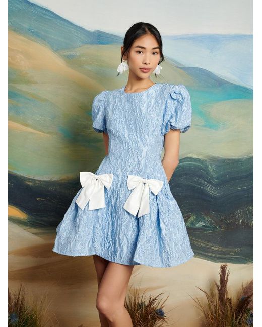 princess polly baby blue dress Sister Jane Dream Blue Eyes Jacquard Mini Dress