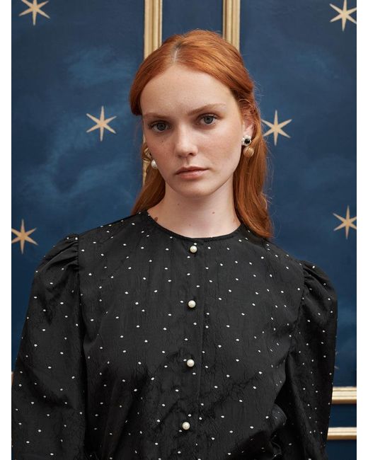 Sister Jane Blue Waltz Sequin Collar Blouse
