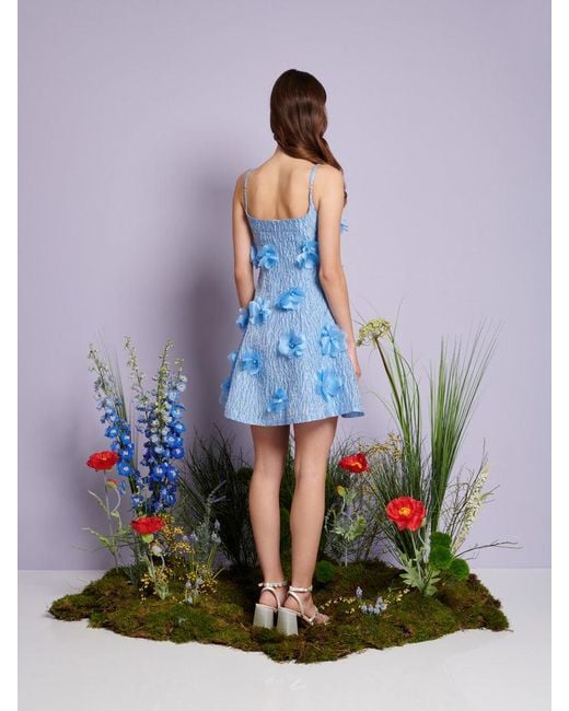 Sister Jane Blue Dream Blooming Jacquard Mini Dress