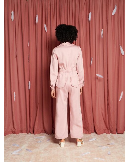 Sister Jane Pink Lovebirds Ruffle Jumpsuit