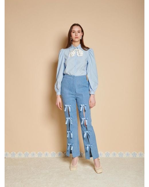 Sister Jane Blue Vera Bow Tie Blouse