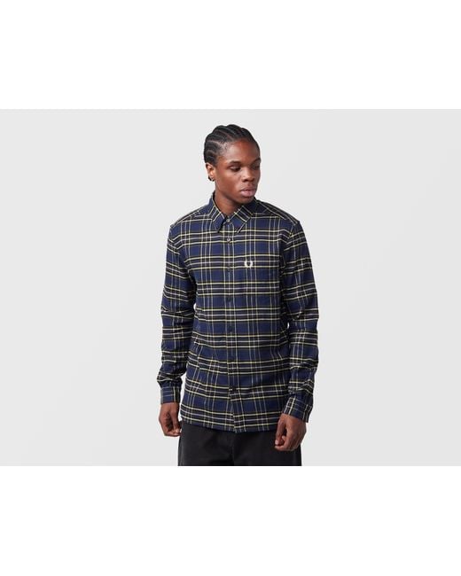 Fred Perry Blue Brushed Tartan Shirt for men