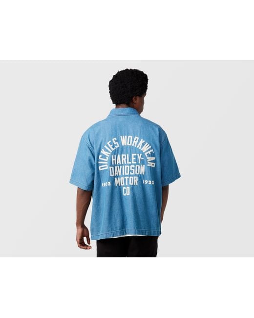 Dickies Blue X Harley Davidson Short Sleeve Denim Shirt for men