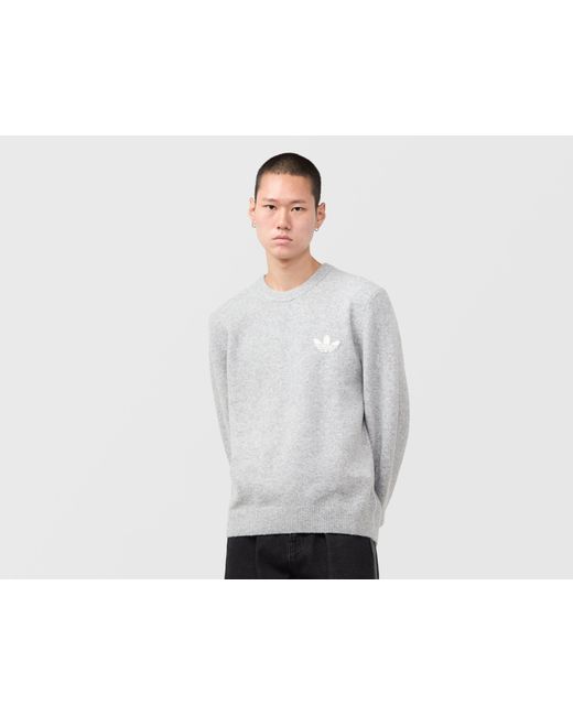 Adidas Originals White Trefoil Essentials Knit Sweatshirt for men
