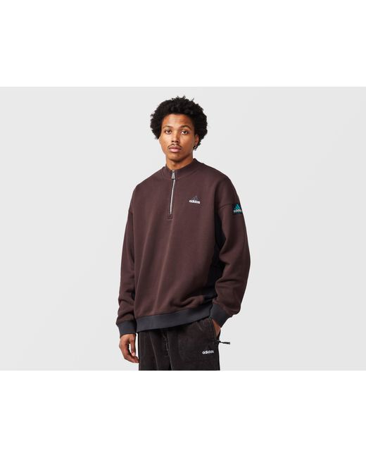 Adidas Originals Brown Eqt Blocked 1/2 Zip Sweatshirt for men