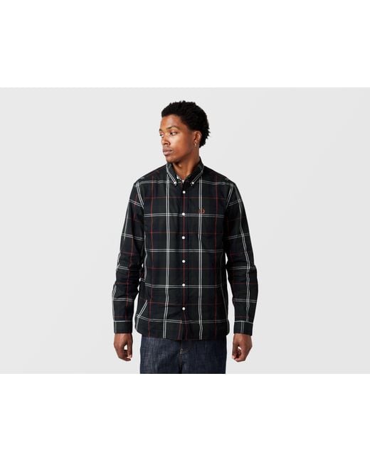Fred Perry Black Poplin Tartan Shirt for men