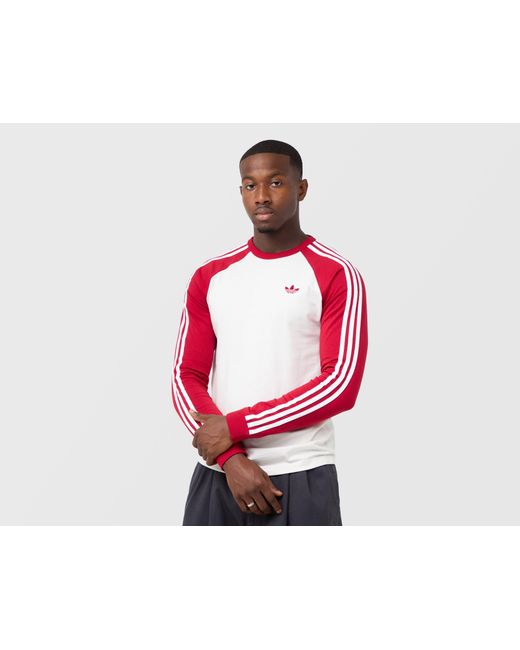 Adidas Originals Red Adicolor 3-Stripes Long Sleeve T-Shirt for men