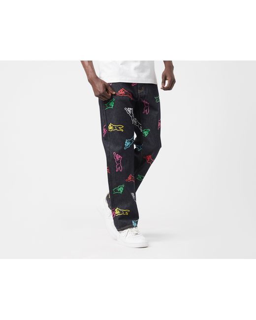 ICECREAM Black All Over Print Running Dog Jeans for men