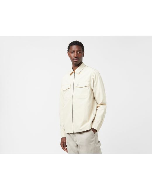 Fred Perry White Zip Overshirt for men