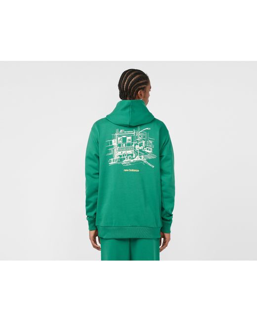 New Balance Green Diamond District Shop Front Hoodie - Size? Exclusive for men