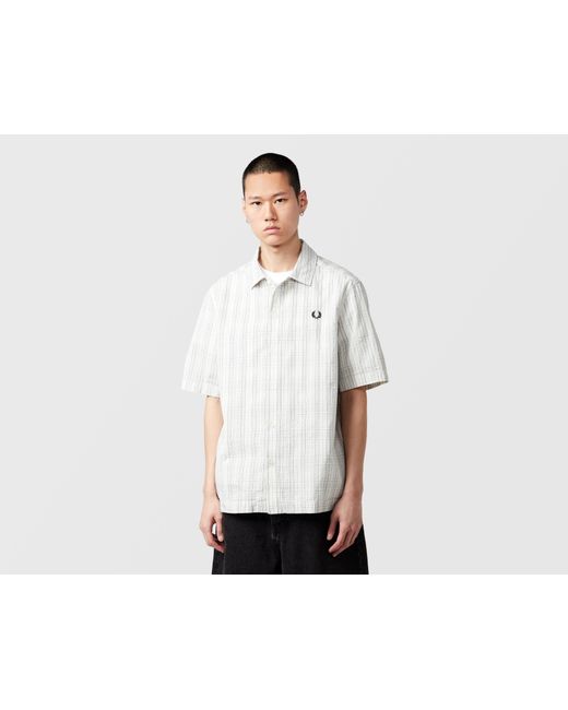 Fred Perry Black Seersucker Check Shirt for men