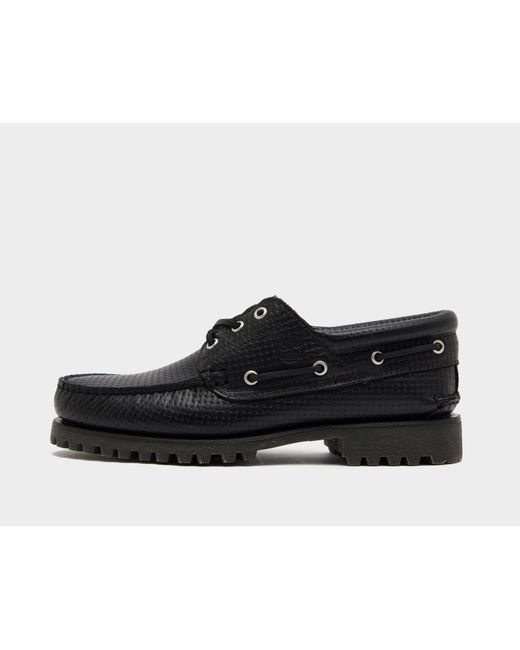 Timberland Black Authentic 3-Eye Lug Handsewn Boat Shoe for men
