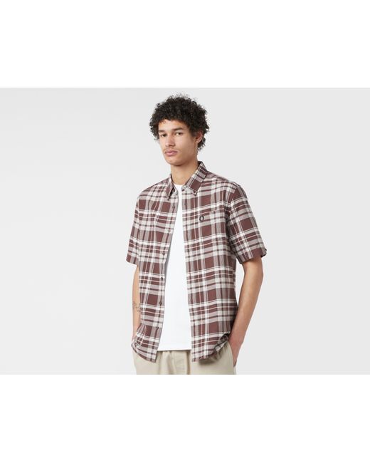 Fred Perry Brown Tartan Short Sleeve Shirt for men
