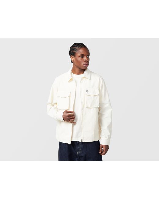 Fred Perry White Ripstop Pocket Overshirt for men
