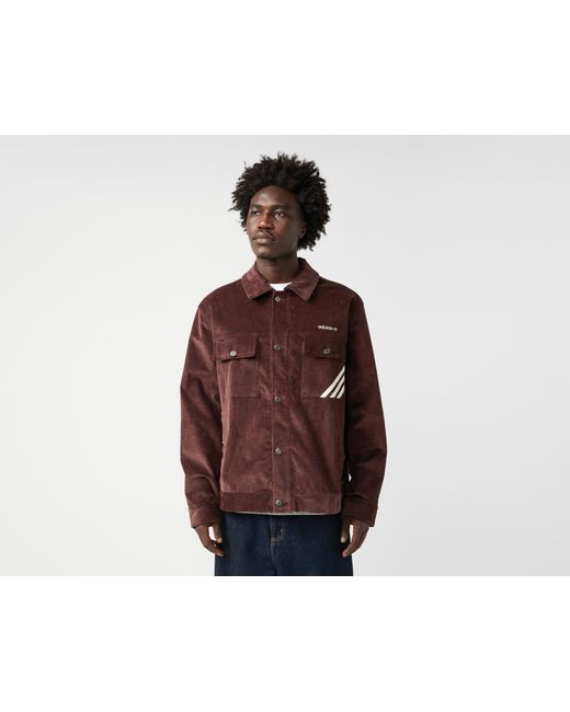 Adidas Originals Brown Cord Coach Jacket for men