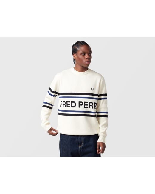 Fred Perry White Graphic Jumper for men