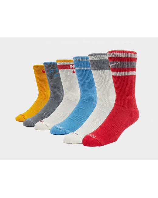 Nike 6-Pack Everyday Cushioned Training Crew Socks in Red für Herren