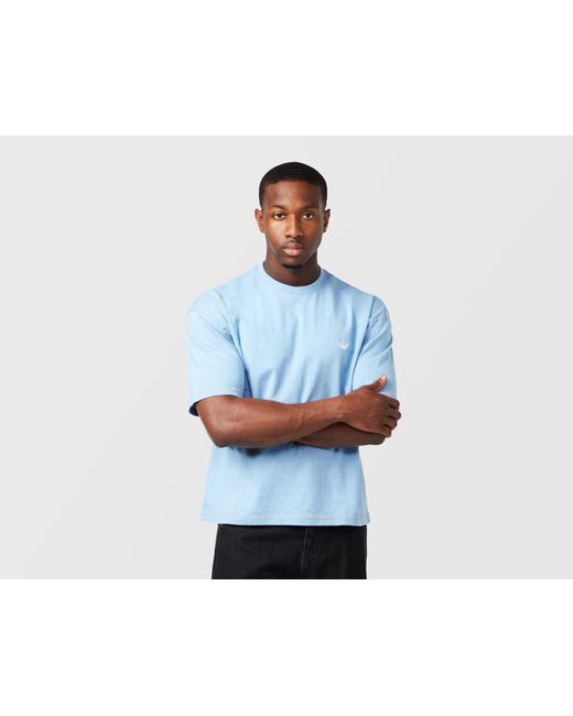 Adidas Originals Blue Trefoil Essentials Melange Loose Crop T-Shirt for men