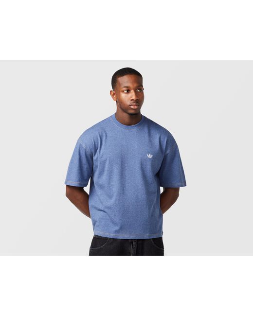 Adidas Originals Blue Trefoil Essentials Melange Loose Crop T-Shirt for men