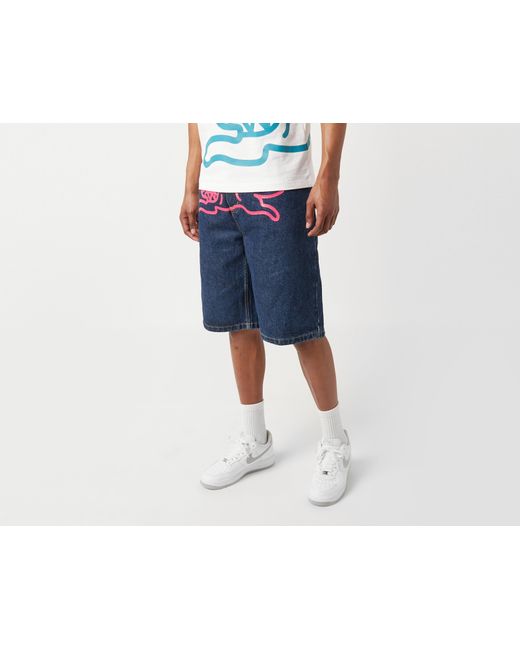 ICECREAM Black Running Dog Denim Shorts for men
