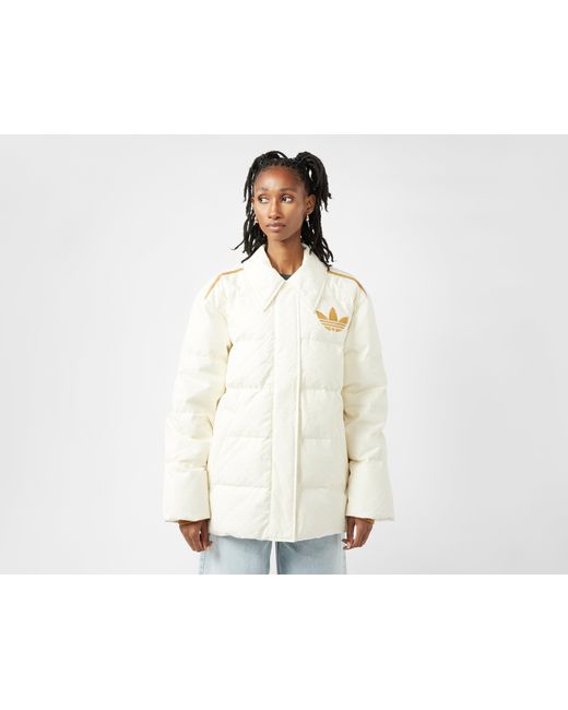 Adidas Originals White Adicolor Heritage Now Monogram Puffer Jacket