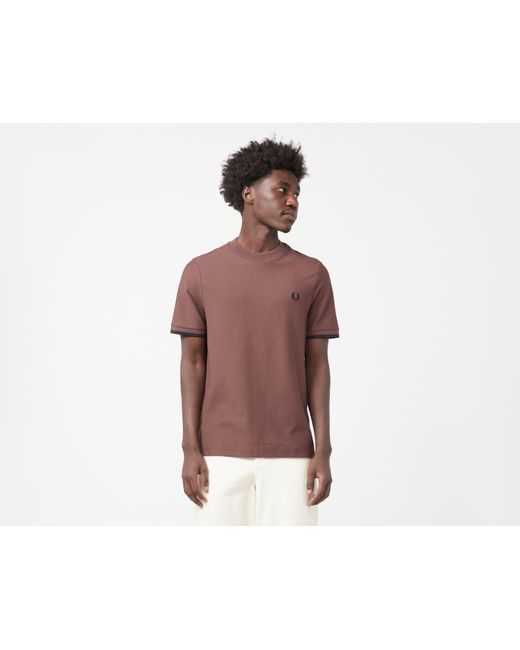 Fred Perry Brown Striped Cuff T-shirt for men