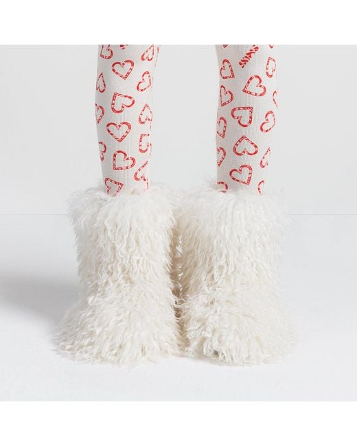 Skims White Shaggy Boot