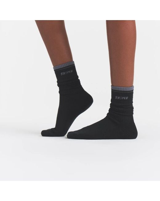 Skims Black Ribbed Crew Logo Socks