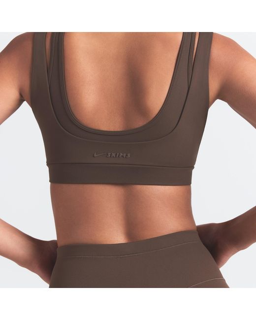 Skims Brown Double Strap Scoop Bra