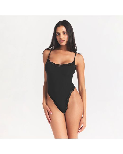 Skims Black Fits Everybody Lace Cami Bodysuit