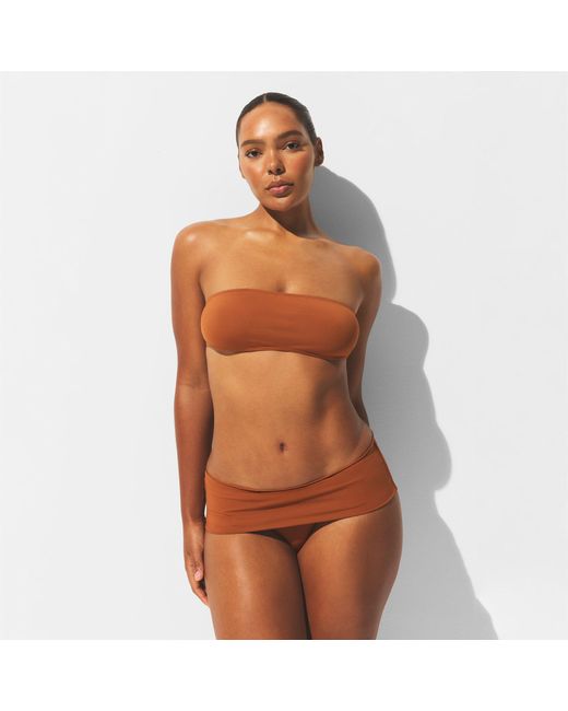 Skims Brown Micro Bandeau Bikini Top