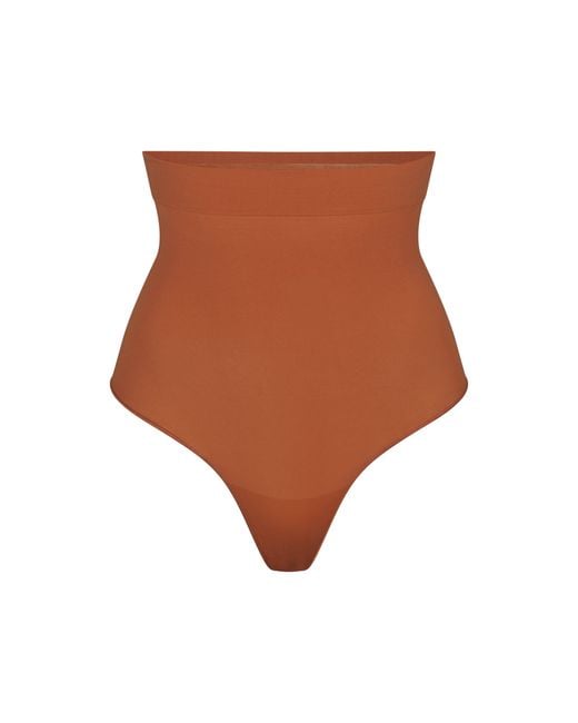 Skims High-waisted Thong in Brown