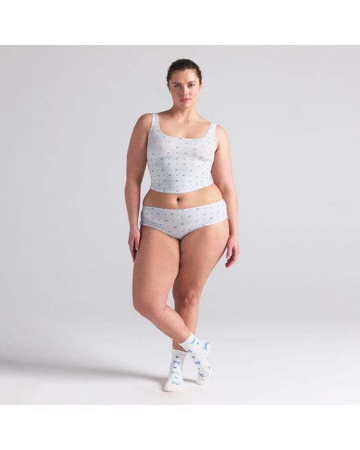 Skims Blue Picot Tank Top And Hipster Set