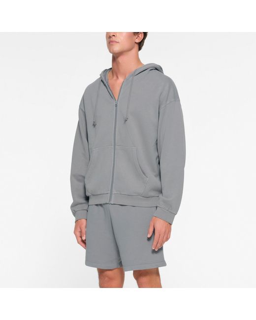 Skims Gray Relaxed Zip Up Hoodie for men