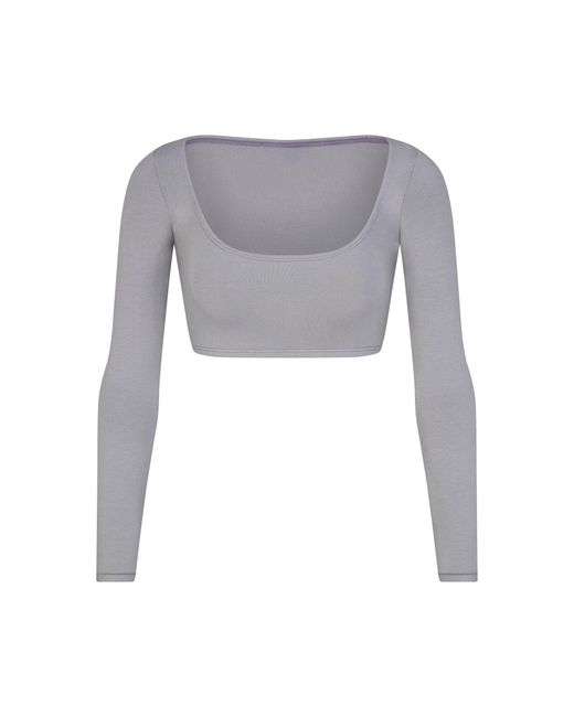 Skims Gray Super Cropped Long Sleeve