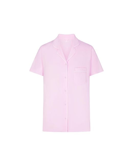 Skims Pink Sleep Short Sleeve Button Up Set