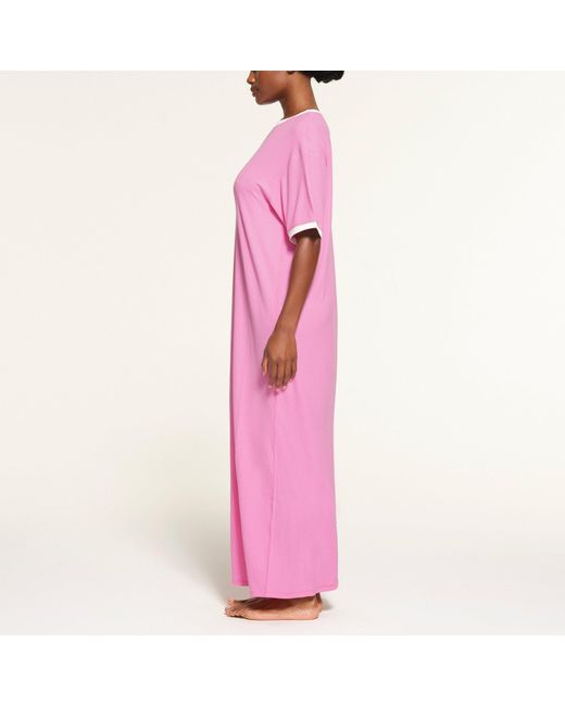 Skims Pink Ringer T-shirt Long Dress