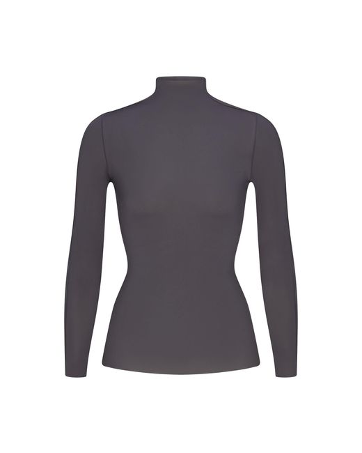 Skims Blue Mock Neck Long Sleeve Top