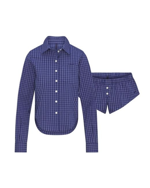 Skims Blue Micro Short Pajama Set