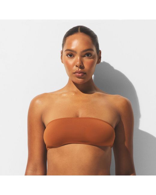 Skims Brown Micro Bandeau Bikini Top