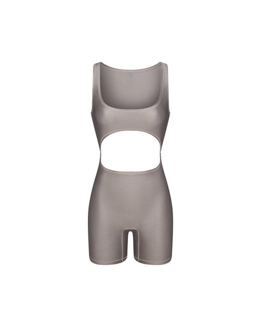 Skims Gray Cut Out Cycle Suit