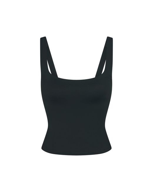 Skims Black Square Neck Tank Top