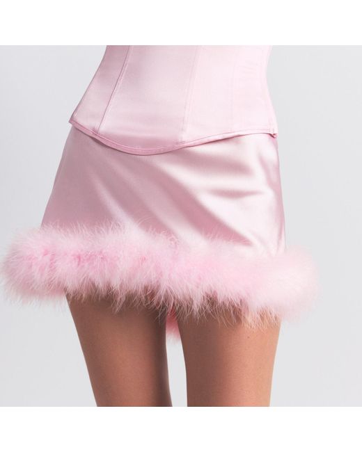 Skims Red Feather Trim Low Rise Mini Skirt