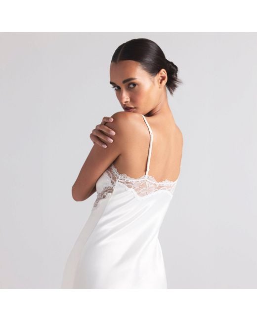 Skims Lace Midi Slip Dress in White | Lyst Skims Lace Midi Slip Dress in White | Lyst